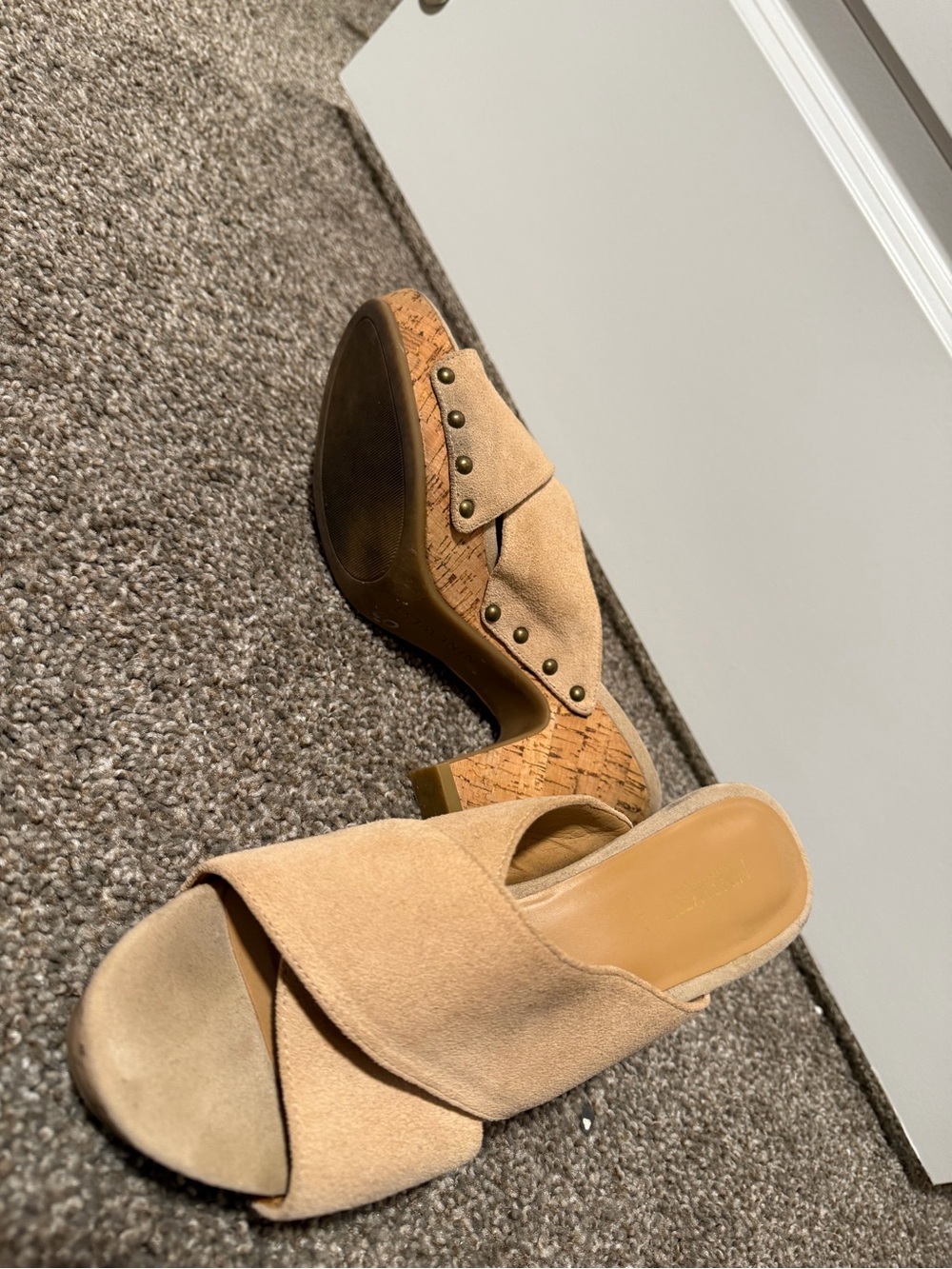 Nine West Tan Suede Crossover Wedge Mules - Picture 5 of 5